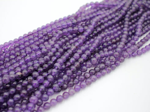 Natural Amethyst Gemstone Beads, 6mm, Round